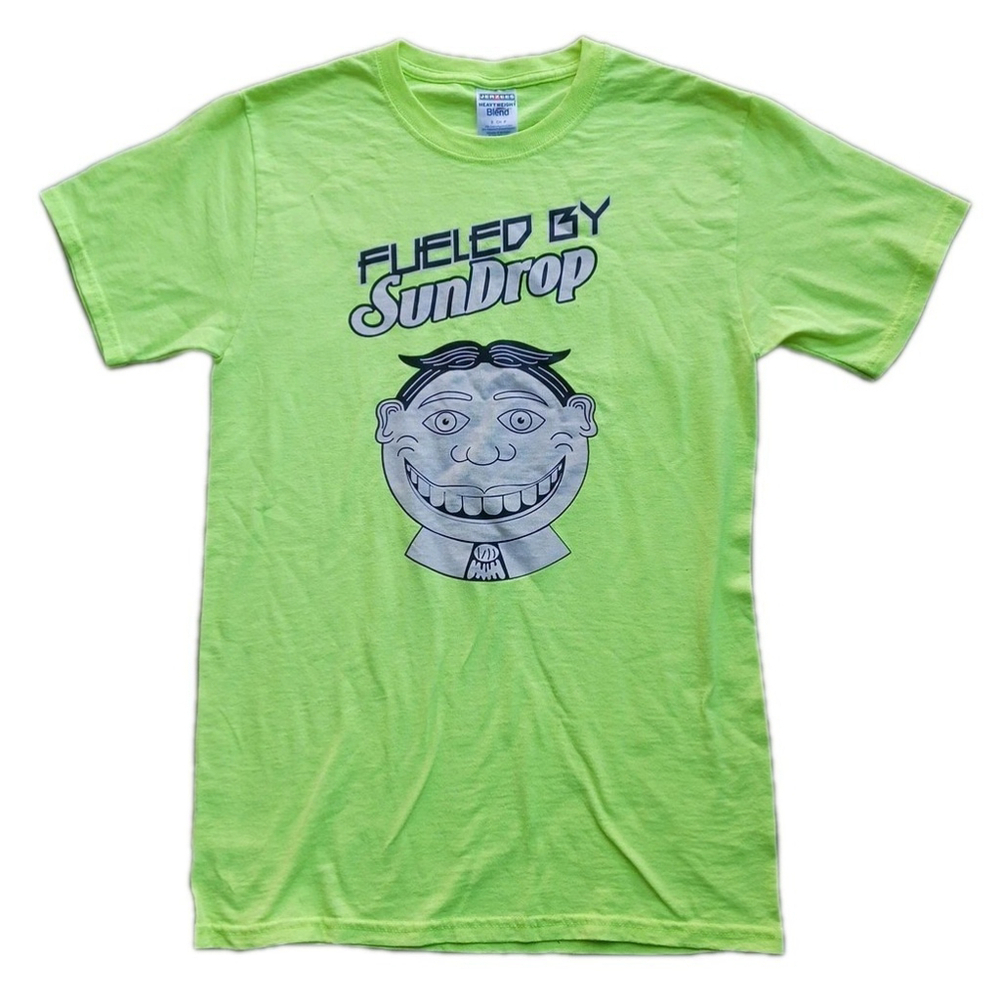 Vintage Sundrop Soda Neon Yellow Jerzees T-Shirt Small
